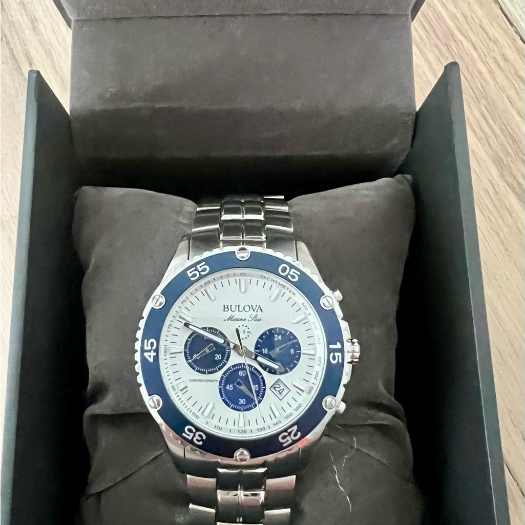 Bulova Marine Star Men’s Stainless Steel Watch Chronograph New With Box